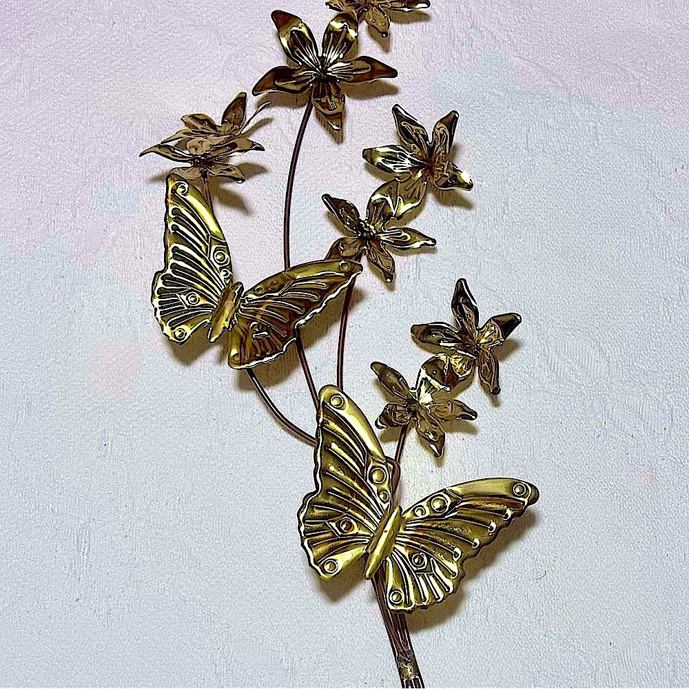 Vintage Brass Flowers and Butterflies Metal Wall Decor!